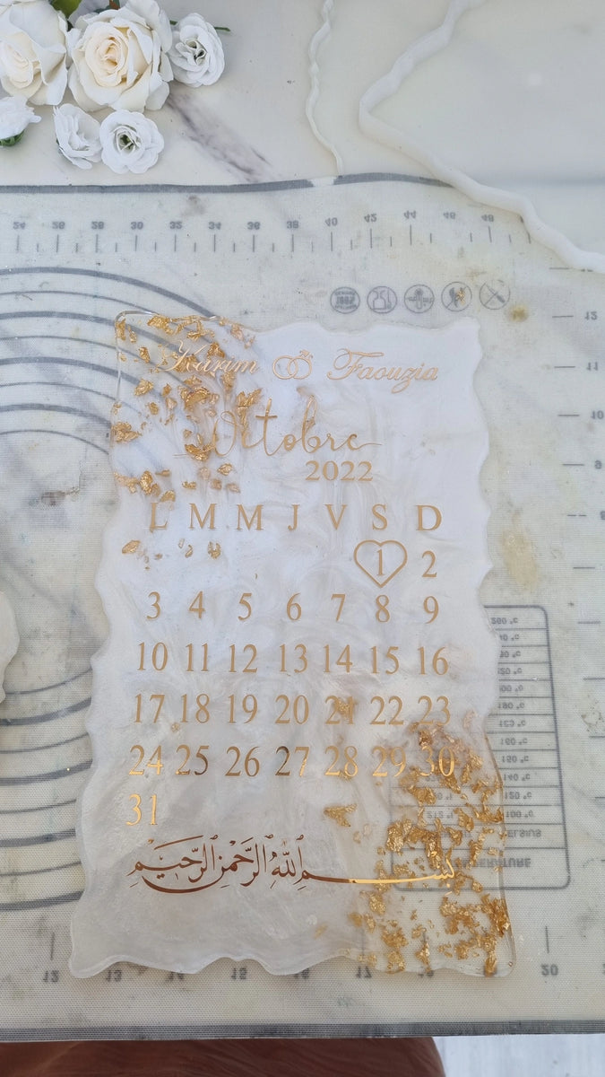 Tableau date en résine époxy Luxcreaflo